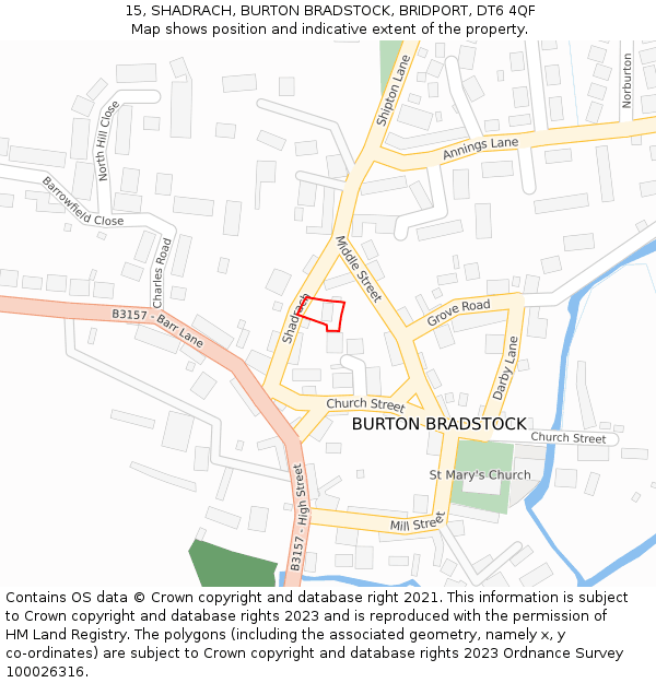 15, SHADRACH, BURTON BRADSTOCK, BRIDPORT, DT6 4QF: Location map and indicative extent of plot