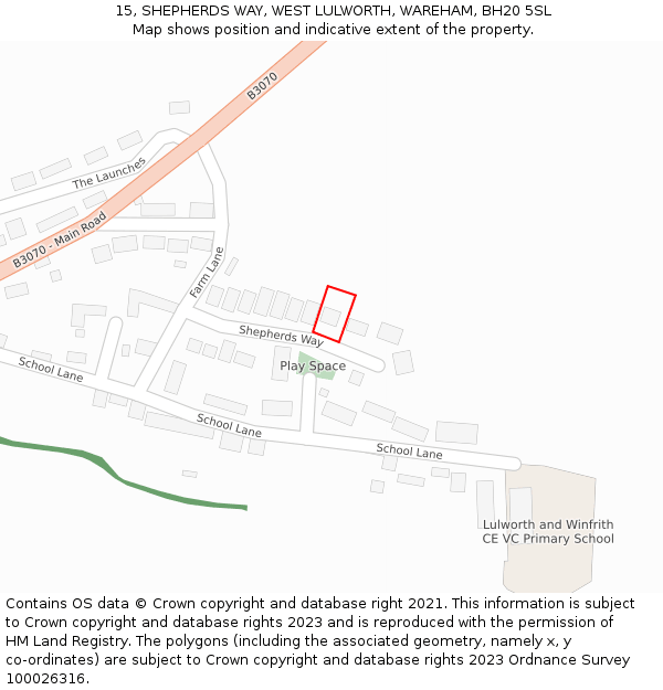 15, SHEPHERDS WAY, WEST LULWORTH, WAREHAM, BH20 5SL: Location map and indicative extent of plot