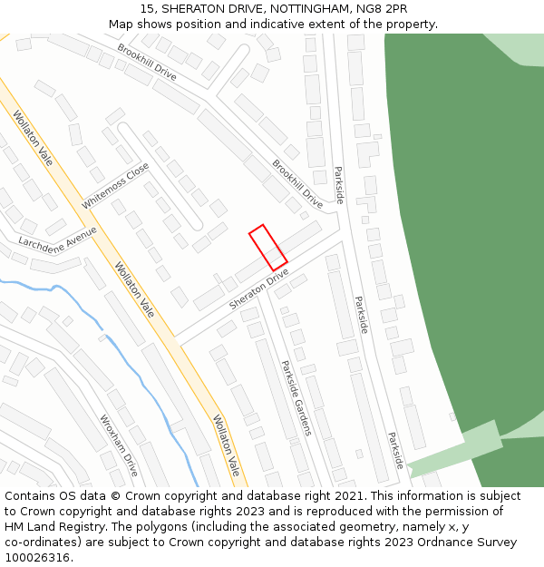 15, SHERATON DRIVE, NOTTINGHAM, NG8 2PR: Location map and indicative extent of plot