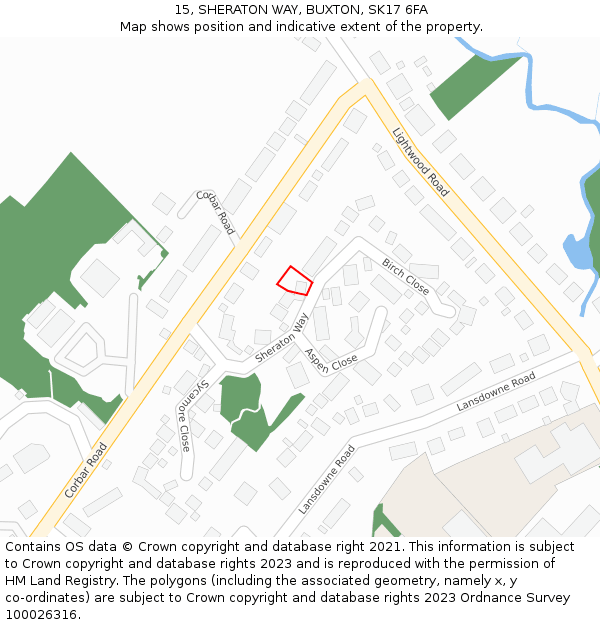 15, SHERATON WAY, BUXTON, SK17 6FA: Location map and indicative extent of plot