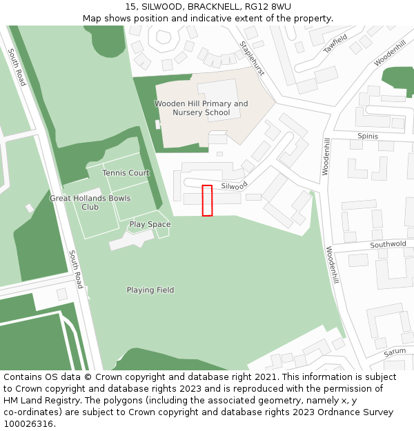 15, SILWOOD, BRACKNELL, RG12 8WU: Location map and indicative extent of plot