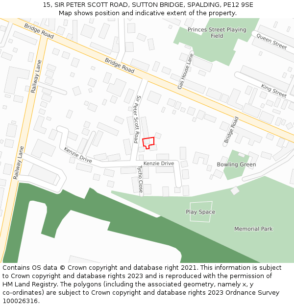 15, SIR PETER SCOTT ROAD, SUTTON BRIDGE, SPALDING, PE12 9SE: Location map and indicative extent of plot