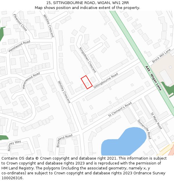 15, SITTINGBOURNE ROAD, WIGAN, WN1 2RR: Location map and indicative extent of plot
