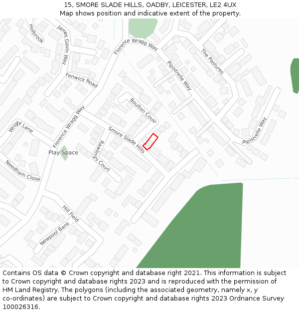 15, SMORE SLADE HILLS, OADBY, LEICESTER, LE2 4UX: Location map and indicative extent of plot