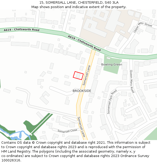 15, SOMERSALL LANE, CHESTERFIELD, S40 3LA: Location map and indicative extent of plot