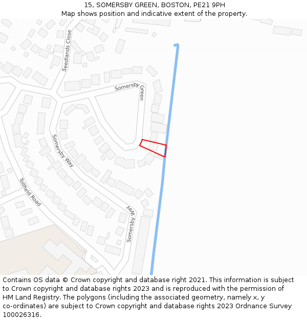 15, SOMERSBY GREEN, BOSTON, PE21 9PH: Location map and indicative extent of plot