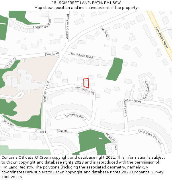 15, SOMERSET LANE, BATH, BA1 5SW: Location map and indicative extent of plot