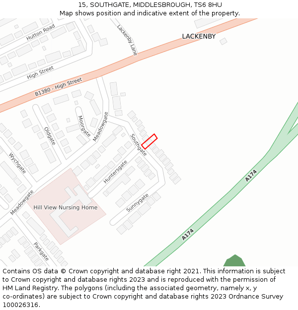 15, SOUTHGATE, MIDDLESBROUGH, TS6 8HU: Location map and indicative extent of plot