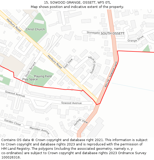 15, SOWOOD GRANGE, OSSETT, WF5 0TL: Location map and indicative extent of plot