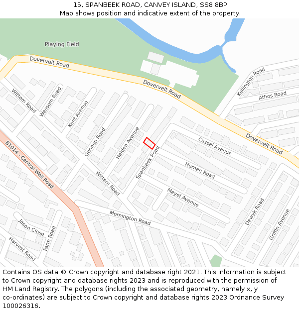 15, SPANBEEK ROAD, CANVEY ISLAND, SS8 8BP: Location map and indicative extent of plot