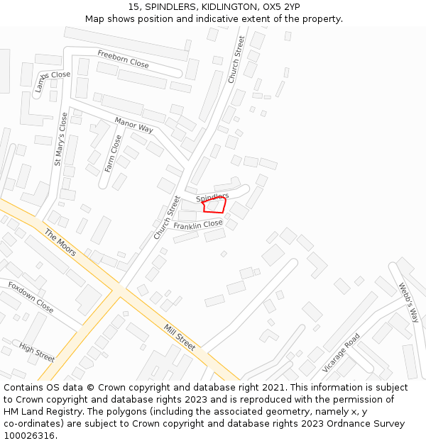 15, SPINDLERS, KIDLINGTON, OX5 2YP: Location map and indicative extent of plot