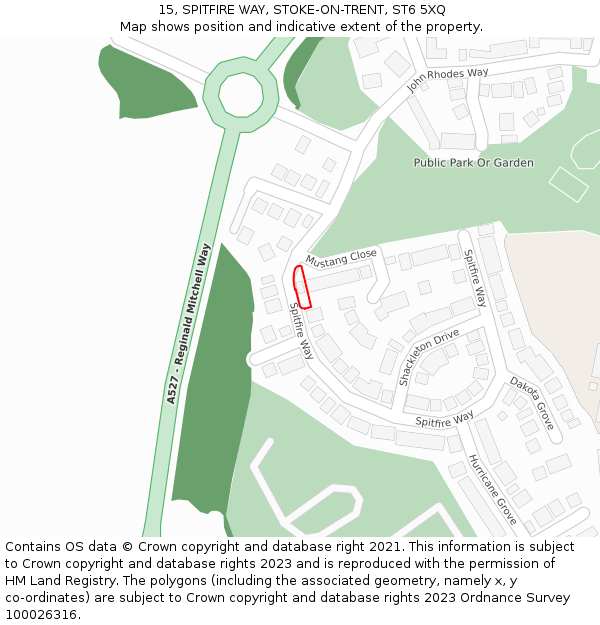 15, SPITFIRE WAY, STOKE-ON-TRENT, ST6 5XQ: Location map and indicative extent of plot