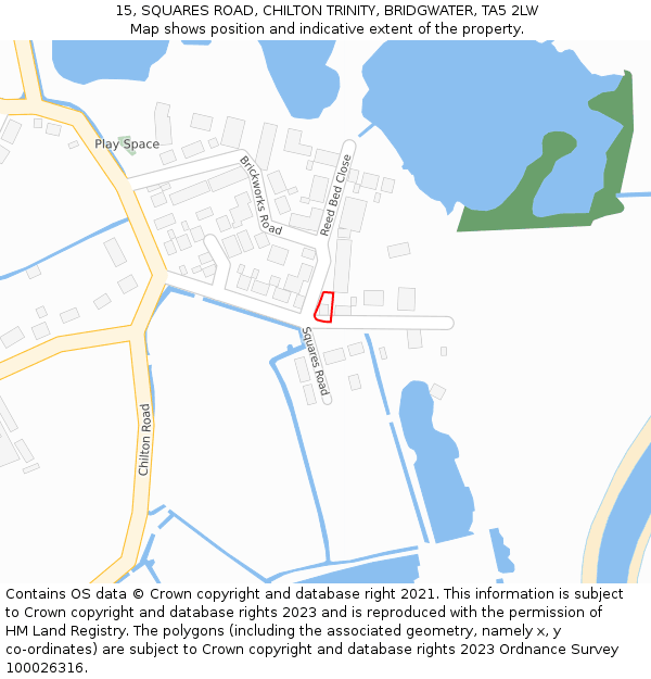 15, SQUARES ROAD, CHILTON TRINITY, BRIDGWATER, TA5 2LW: Location map and indicative extent of plot