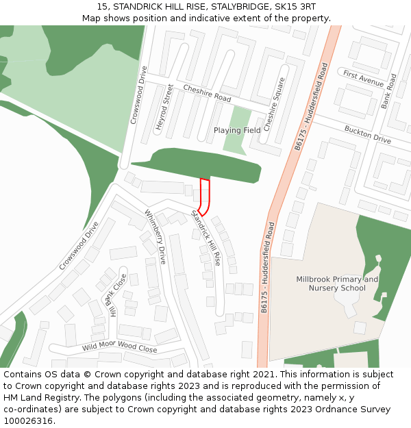 15, STANDRICK HILL RISE, STALYBRIDGE, SK15 3RT: Location map and indicative extent of plot