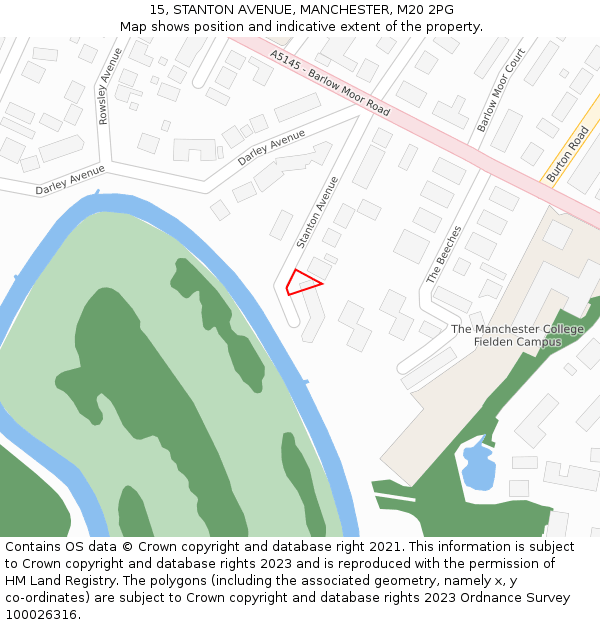 15, STANTON AVENUE, MANCHESTER, M20 2PG: Location map and indicative extent of plot