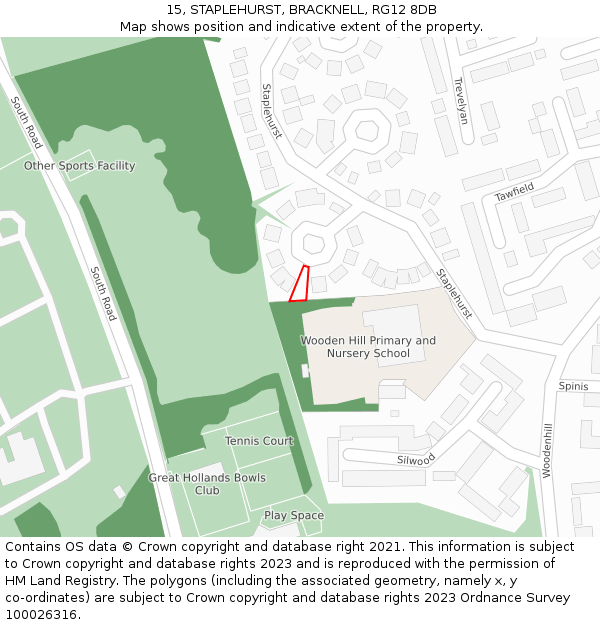 15, STAPLEHURST, BRACKNELL, RG12 8DB: Location map and indicative extent of plot