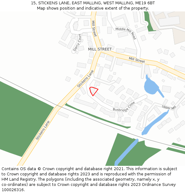 15, STICKENS LANE, EAST MALLING, WEST MALLING, ME19 6BT: Location map and indicative extent of plot