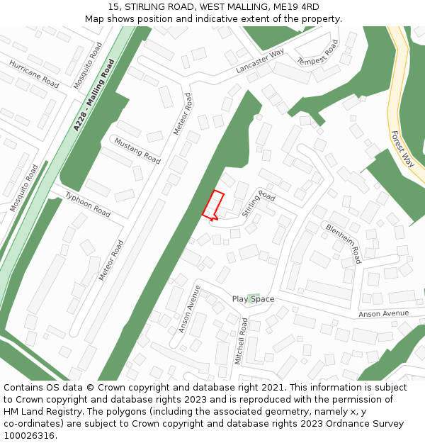 15, STIRLING ROAD, WEST MALLING, ME19 4RD: Location map and indicative extent of plot