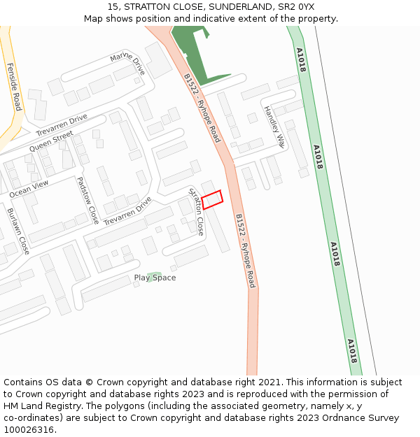 15, STRATTON CLOSE, SUNDERLAND, SR2 0YX: Location map and indicative extent of plot