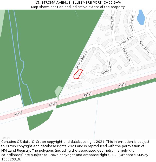 15, STROMA AVENUE, ELLESMERE PORT, CH65 9HW: Location map and indicative extent of plot