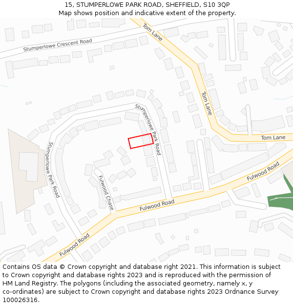 15, STUMPERLOWE PARK ROAD, SHEFFIELD, S10 3QP: Location map and indicative extent of plot