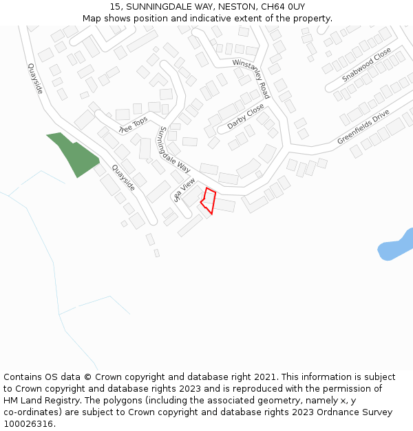 15, SUNNINGDALE WAY, NESTON, CH64 0UY: Location map and indicative extent of plot