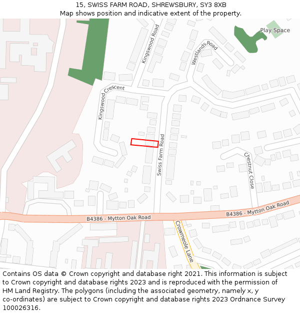 15, SWISS FARM ROAD, SHREWSBURY, SY3 8XB: Location map and indicative extent of plot