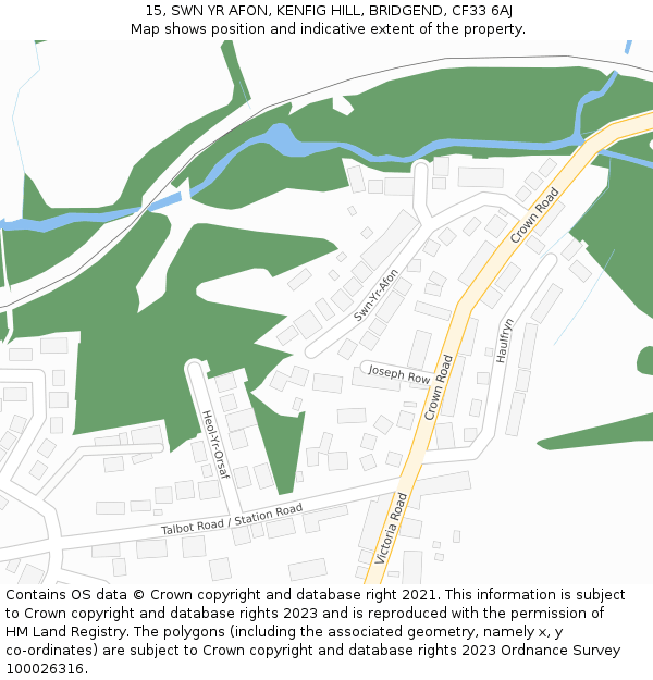 15, SWN YR AFON, KENFIG HILL, BRIDGEND, CF33 6AJ: Location map and indicative extent of plot