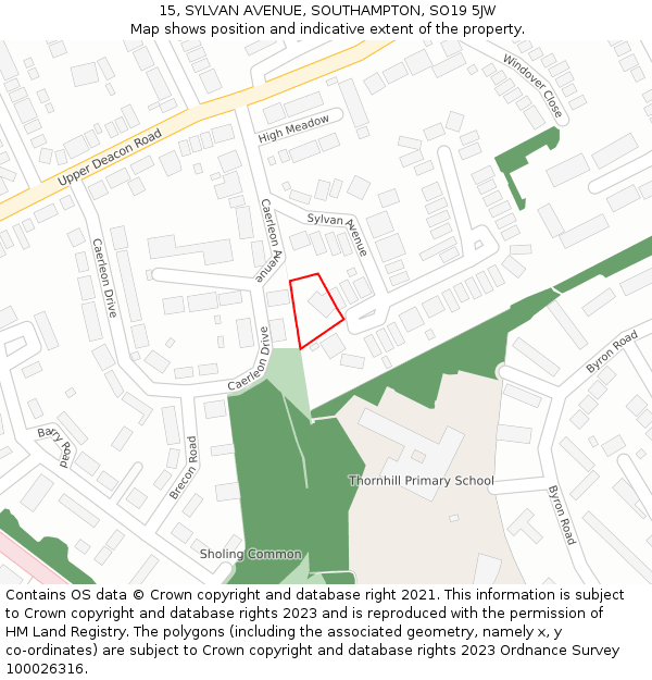 15, SYLVAN AVENUE, SOUTHAMPTON, SO19 5JW: Location map and indicative extent of plot