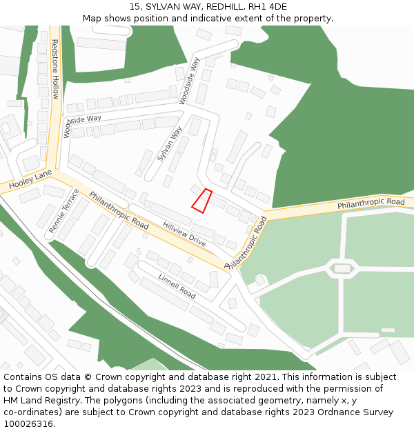 15, SYLVAN WAY, REDHILL, RH1 4DE: Location map and indicative extent of plot