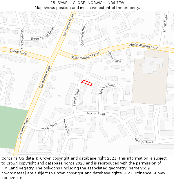 15, SYWELL CLOSE, NORWICH, NR6 7EW: Location map and indicative extent of plot