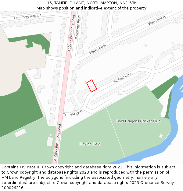 15, TANFIELD LANE, NORTHAMPTON, NN1 5RN: Location map and indicative extent of plot
