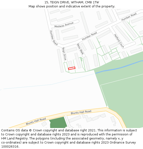 15, TEIGN DRIVE, WITHAM, CM8 1TW: Location map and indicative extent of plot