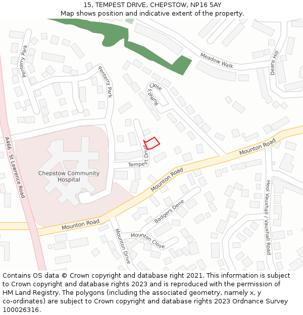 15, TEMPEST DRIVE, CHEPSTOW, NP16 5AY: Location map and indicative extent of plot