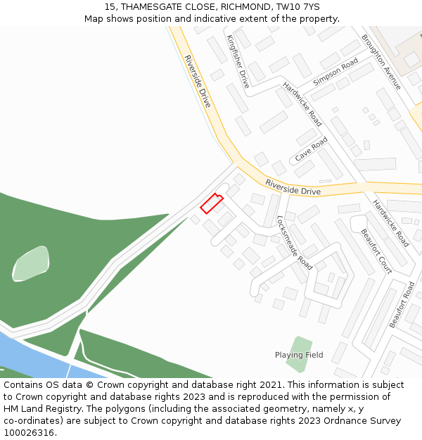 15, THAMESGATE CLOSE, RICHMOND, TW10 7YS: Location map and indicative extent of plot