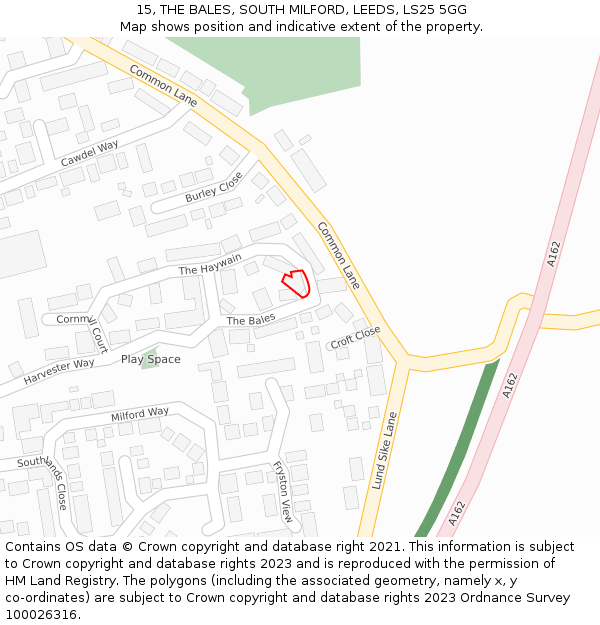 15, THE BALES, SOUTH MILFORD, LEEDS, LS25 5GG: Location map and indicative extent of plot