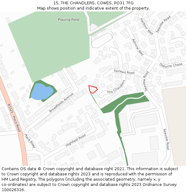 15, THE CHANDLERS, COWES, PO31 7FG: Location map and indicative extent of plot