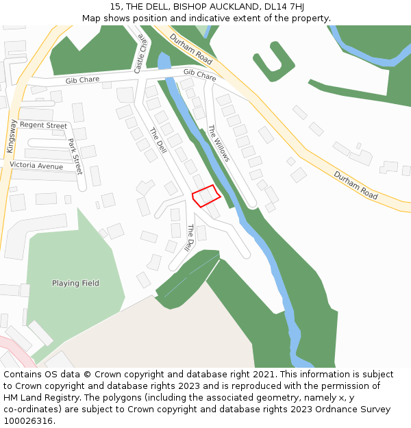 15, THE DELL, BISHOP AUCKLAND, DL14 7HJ: Location map and indicative extent of plot