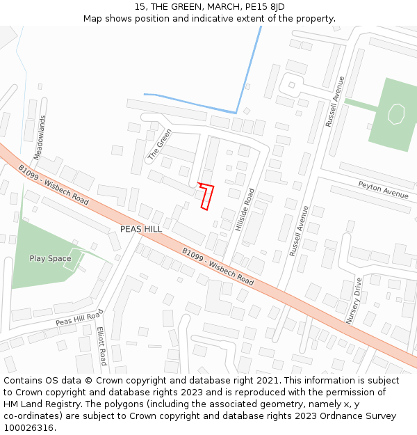 15, THE GREEN, MARCH, PE15 8JD: Location map and indicative extent of plot