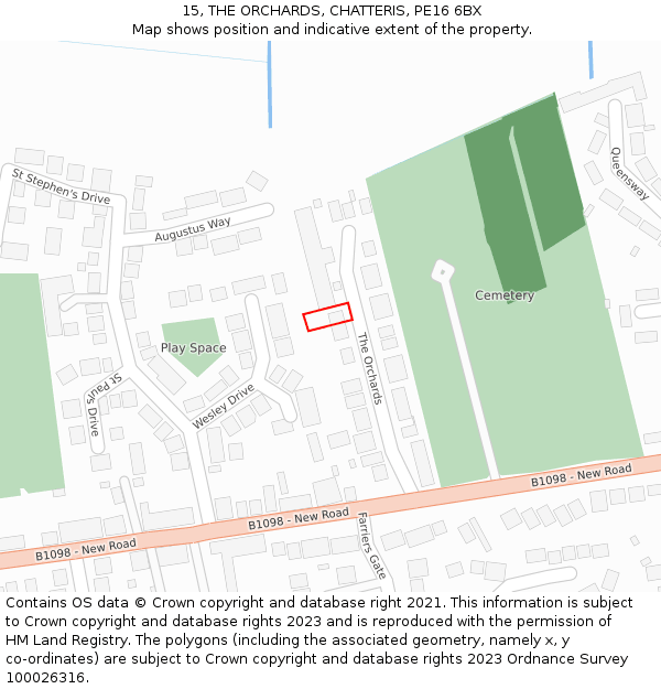 15, THE ORCHARDS, CHATTERIS, PE16 6BX: Location map and indicative extent of plot