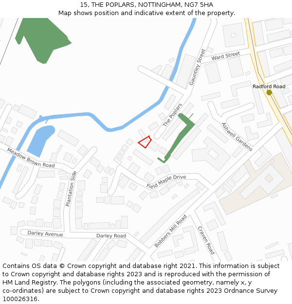 15, THE POPLARS, NOTTINGHAM, NG7 5HA: Location map and indicative extent of plot