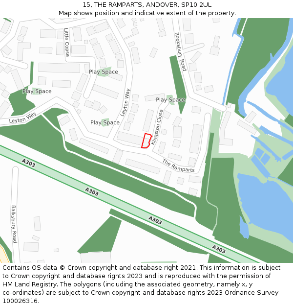 15, THE RAMPARTS, ANDOVER, SP10 2UL: Location map and indicative extent of plot