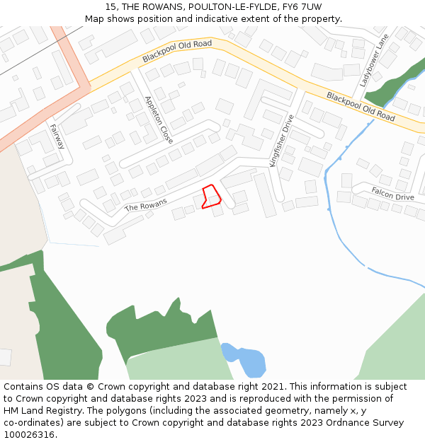 15, THE ROWANS, POULTON-LE-FYLDE, FY6 7UW: Location map and indicative extent of plot