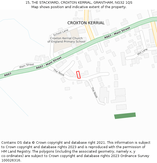 15, THE STACKYARD, CROXTON KERRIAL, GRANTHAM, NG32 1QS: Location map and indicative extent of plot