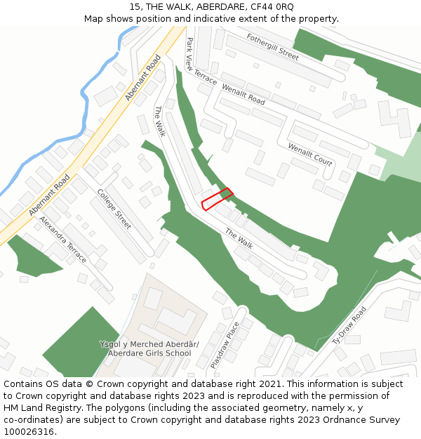 15, THE WALK, ABERDARE, CF44 0RQ: Location map and indicative extent of plot