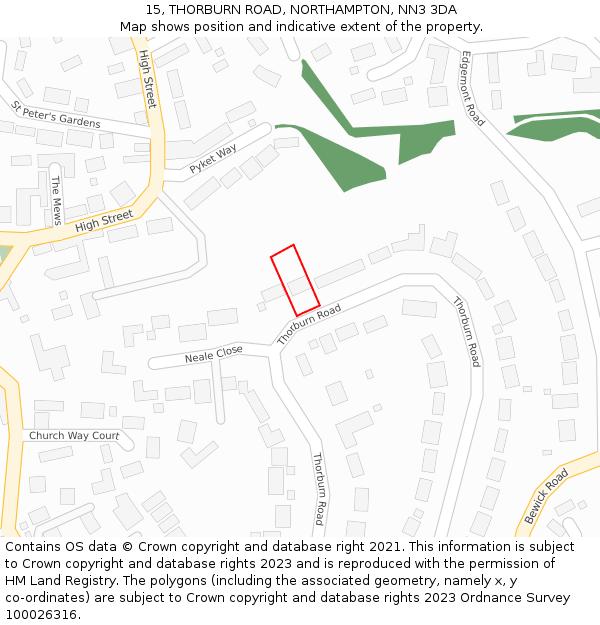 15, THORBURN ROAD, NORTHAMPTON, NN3 3DA: Location map and indicative extent of plot