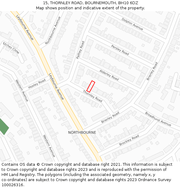 15, THORNLEY ROAD, BOURNEMOUTH, BH10 6DZ: Location map and indicative extent of plot