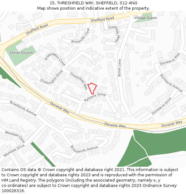 15, THRESHFIELD WAY, SHEFFIELD, S12 4NG: Location map and indicative extent of plot