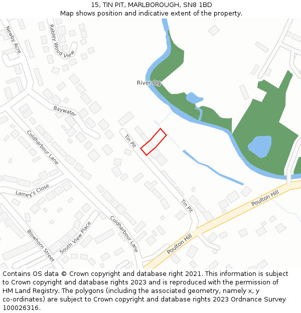 15, TIN PIT, MARLBOROUGH, SN8 1BD: Location map and indicative extent of plot