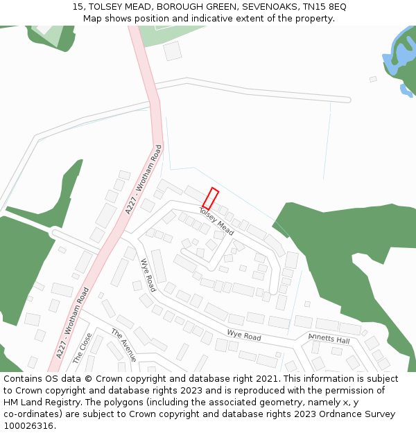 15, TOLSEY MEAD, BOROUGH GREEN, SEVENOAKS, TN15 8EQ: Location map and indicative extent of plot